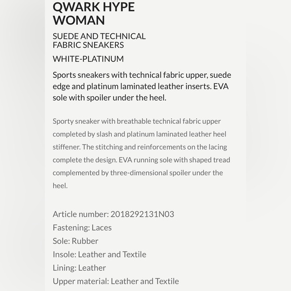 VOILE BLANCHE QWARK HYPE WOMAN
Suede Technical Fabric Sneaker White-Platinum - Picture 5 of 16
